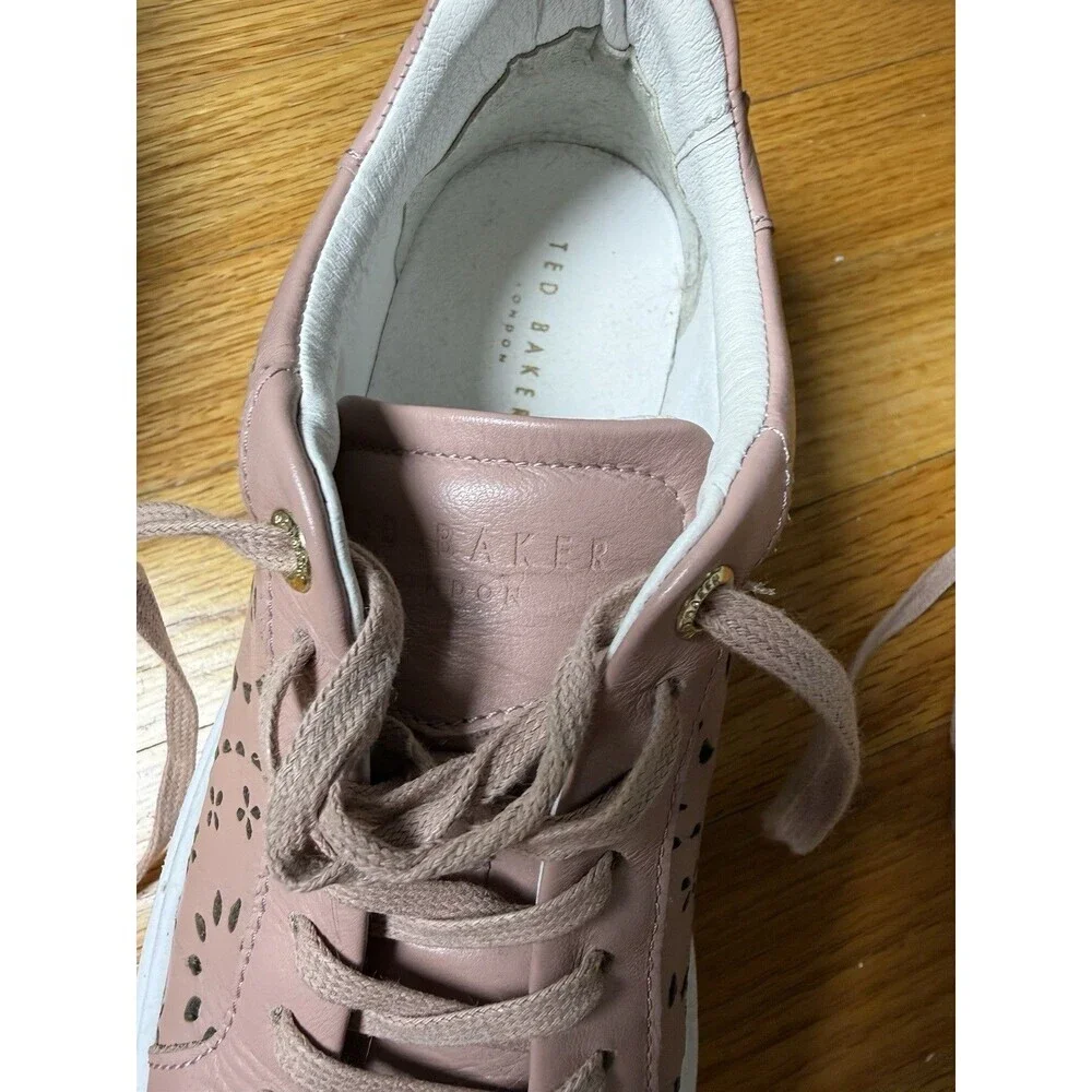 Ted Baker Women's Cwisp Laser Cut Platform Leather Sneakers Dusky Pink Sz 5.5 - Picture 10 of 16